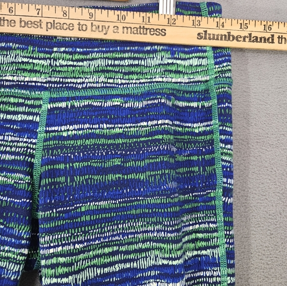 Athleta Athletic Womens Leggings Blue Green Strip Size Medium M - Picture 3 of 9